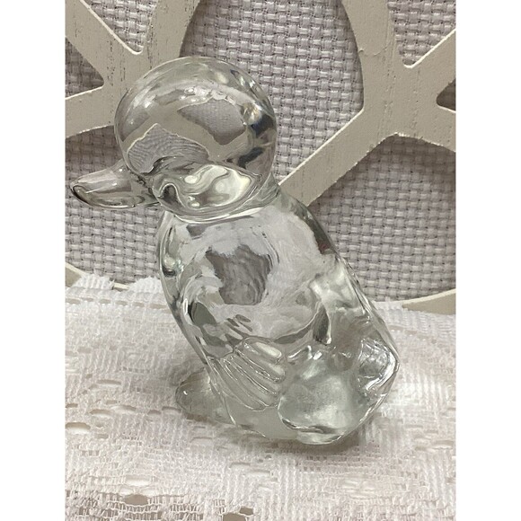 Clear Art Glass Duckling Paperweight Farm Decor Figure Fenton Style Unmarked - Picture 9 of 13